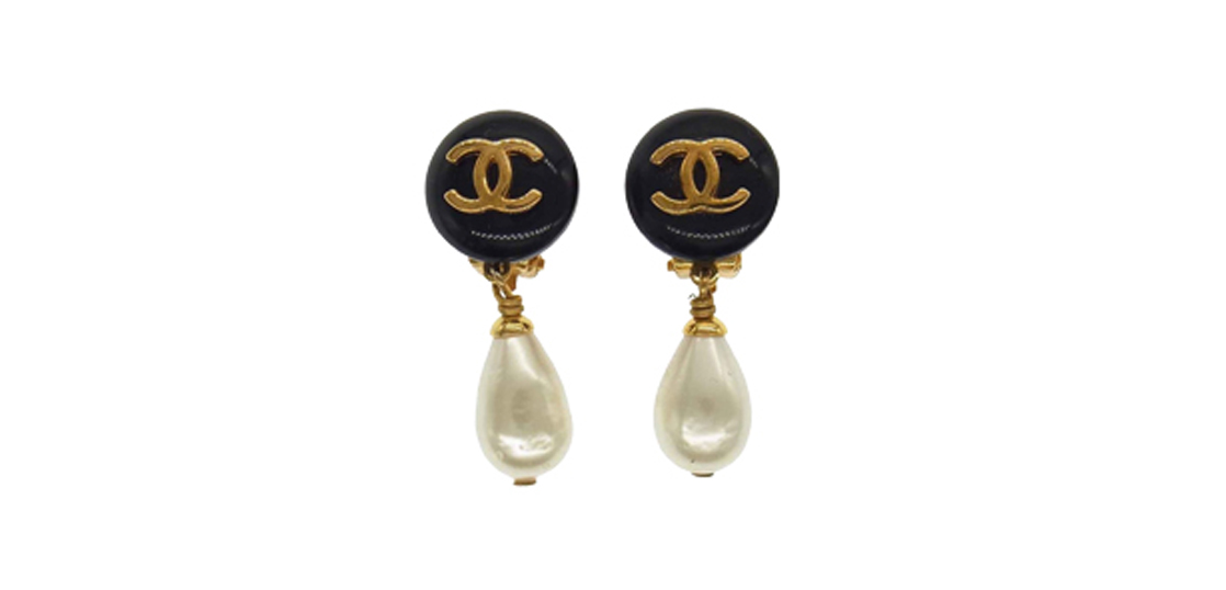 CHANEL 1996年製 CCマークパールスウィングイヤリング ゴールド