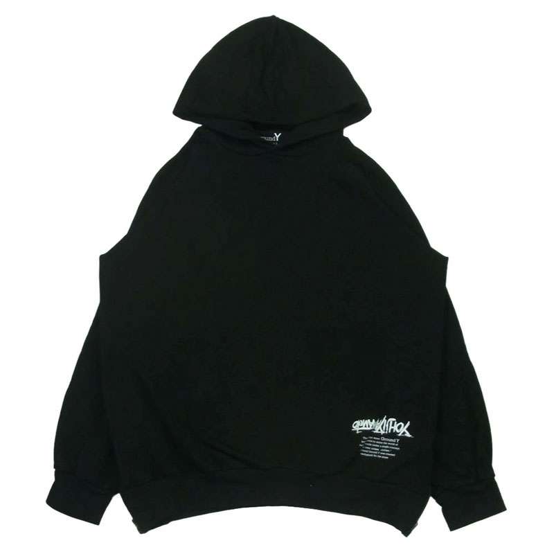 ヨウジヤマモト GroundY GA-T75-079 Upside Down LOGO Side Zipper Hoodie アップサイドダウンロゴ サイドジップ プルオーバー パーカー 買取実績 画像
