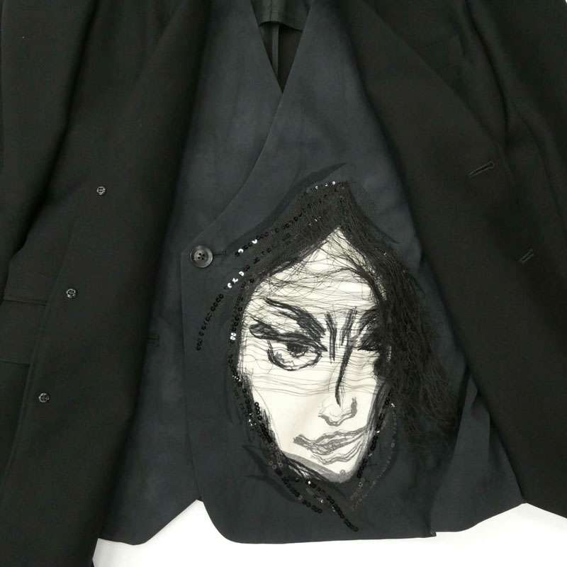 ヨウジヤマモトプールオム 18AW HV-J45-828 ウール シワギャバジン 左ゴージZIP2重 ムラ染インナーベスト レイヤードデザイン ヒューマンフェイス ハンドメイド ジャケット 買取実績 画像