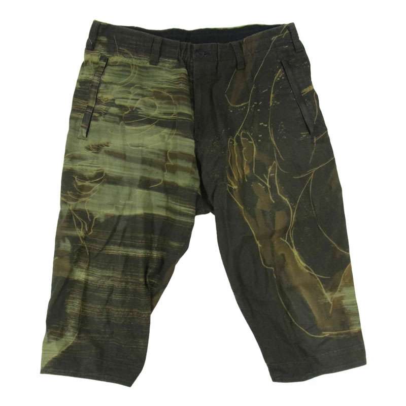 ヨウジヤマモトプールオム 20ss HN-P57-017 朝倉優佳 デッサン プリント アジャスター クロップド パンツ ハーフパンツ 買取実績 画像