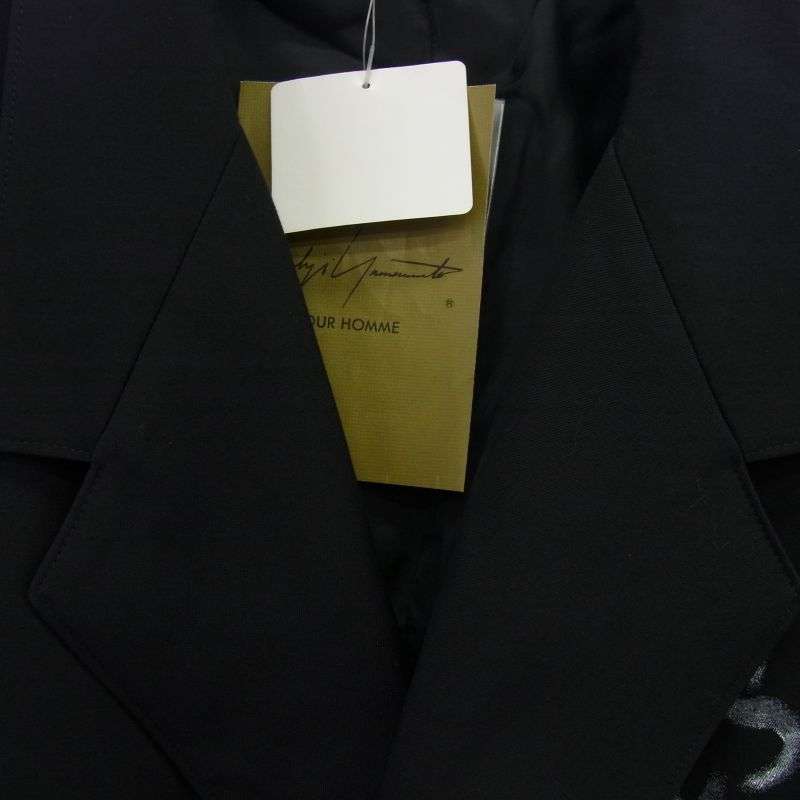 ヨウジヤマモトプールオム 23SS HZ-J12-100 心しずかに… シワギャバ 100番ウールギャバジン ダブルレイヤード メッセージプリントロングコート 買取実績 画像